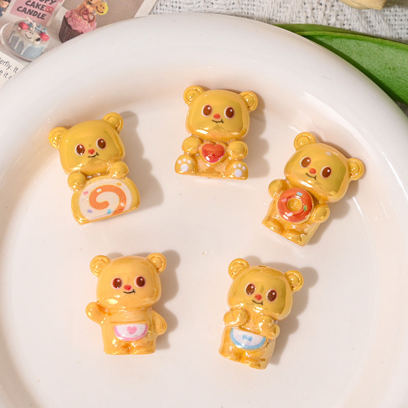 Glossy Resin Beads 29mm 3D Butterbear Adorable Focal 5pcs 4