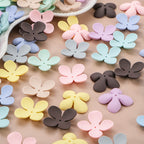 Rubberized Four-Petal Flower Acrylic Beads 41mm Matte Pastel 50pcs