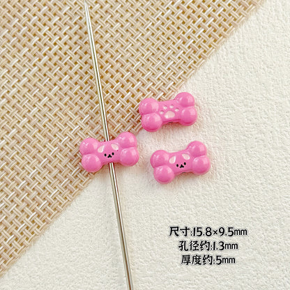 Bone and Heart Metal Beads 15mm and 10mm Baking Painted Alloy 10pcs 12