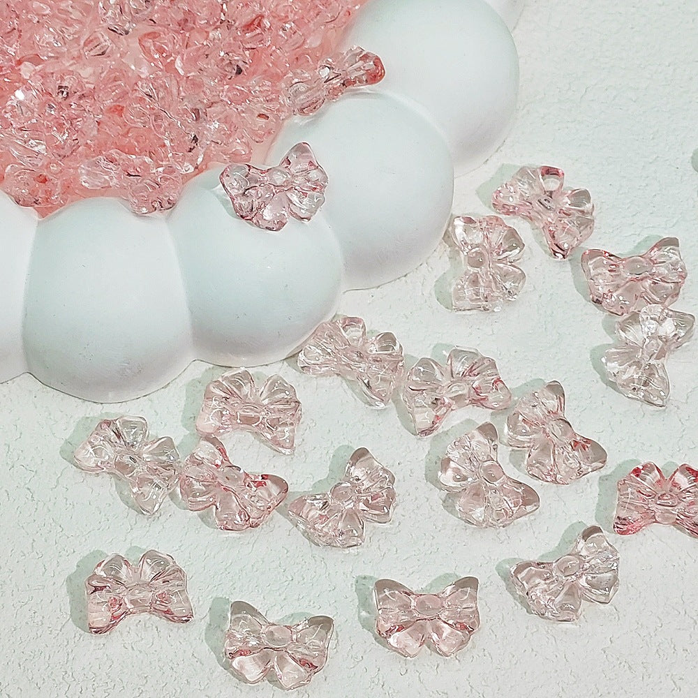 Sweet Bow Glass Beads 14mm Transparent Pastel Mixed Colors 50pcs 4