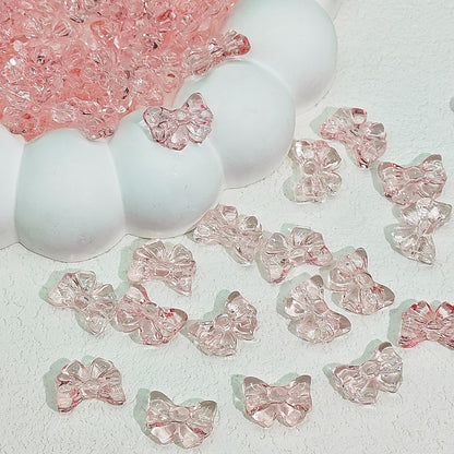 Sweet Bow Glass Beads 14mm Transparent Pastel Mixed Colors 50pcs 4