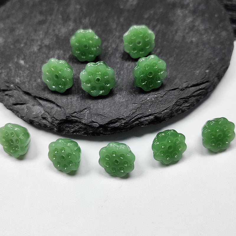 Lotus Glass Beads 10mm Translucent Green Flower 20pcs