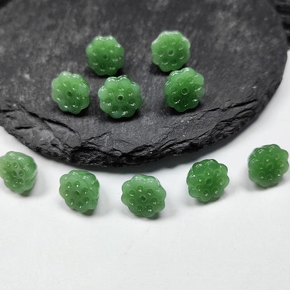 Lotus Glass Beads 10mm Translucent Green Flower 20pcs