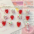 Hand Painted Strawberry Enamel Glass Beads 14mm 1pc 4