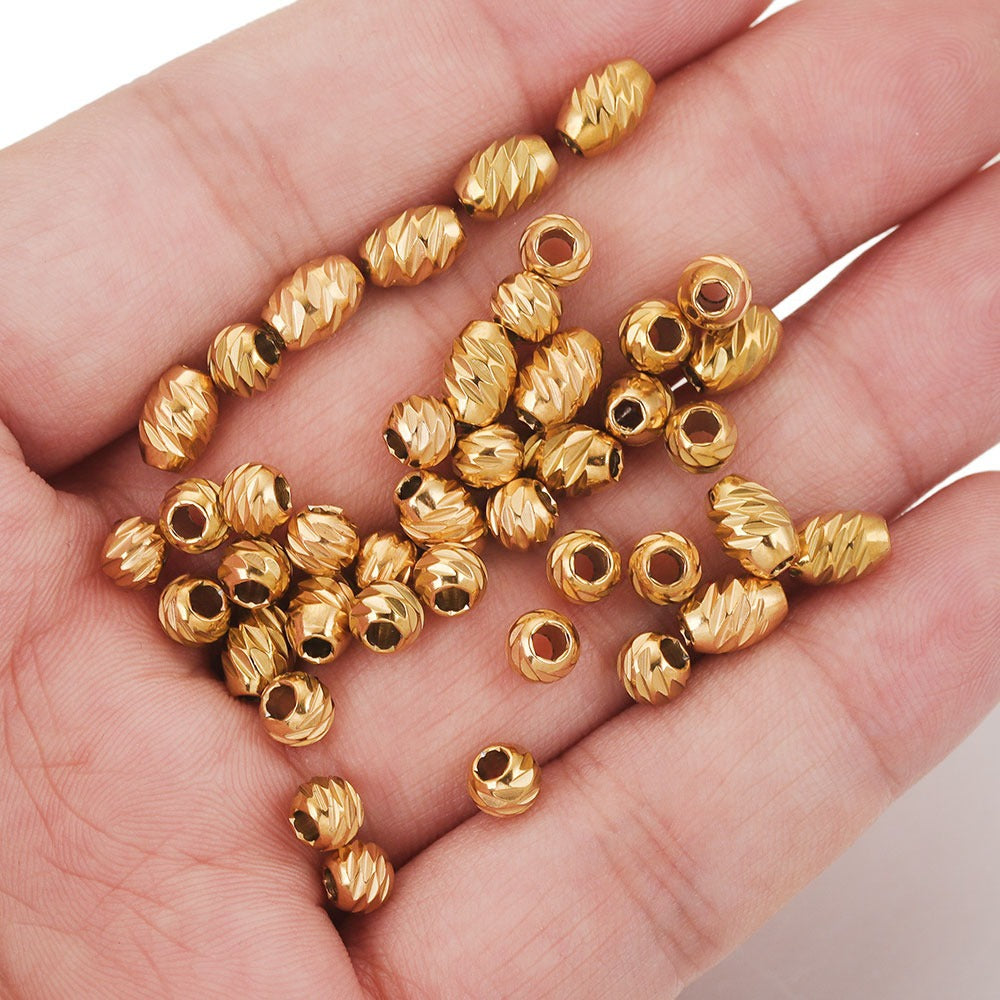 Stainless Steel Oval Blade Grain Metal Beads 5/7mm Gold Tone 10pcs 4
