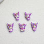 Glossy Purple Kuromi Resin Beads 10pcs Vibrant Floral Details