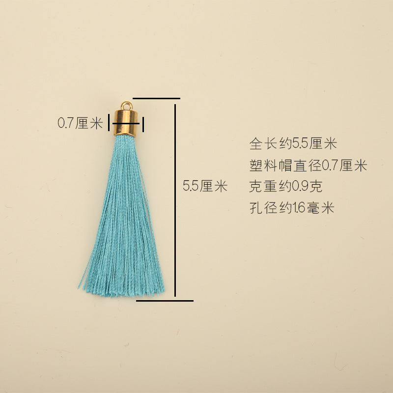 Colorful Polyester Fringe Tassel Keychain with Golden Cap 55mm 50pcs 2