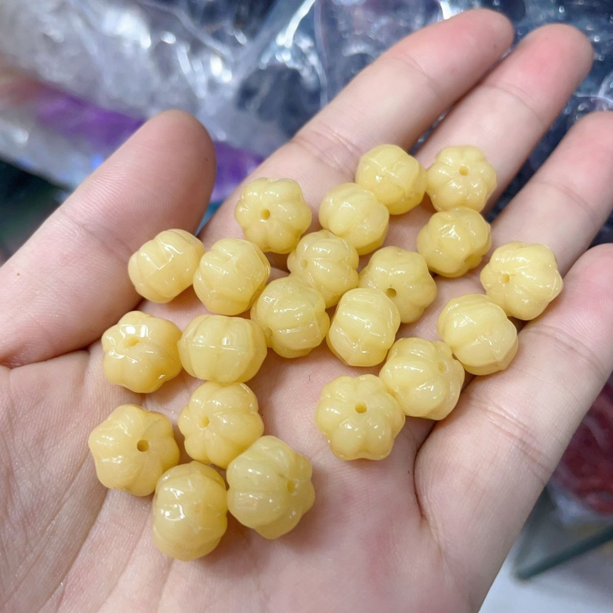 Flat Pumpkin Czech Glass Beads 6x8mm Glossy Autumn Colors 10pcs 3