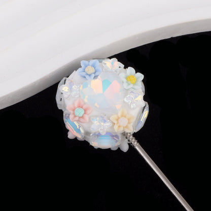 Polymer Clay Heart Rhinestone Beads 25mm Flat Shimmer 6pcs 9