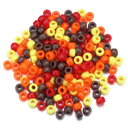 Festival Theme Pony Beads 9mm Acrylic Assorted Colors 200pcs 7