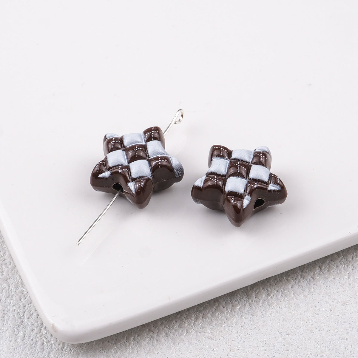 Waffle Pattern Star Acrylic Beads 19mm Colorful Mixed 20pcs 14