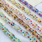 Painted Dotted Bone Glass Beads 17mm Hand Painted Colorful 1pc 2