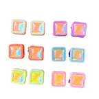 UV Plating Square Acrylic Beads 10mm Colorful Imitation Opal 10pcs 5