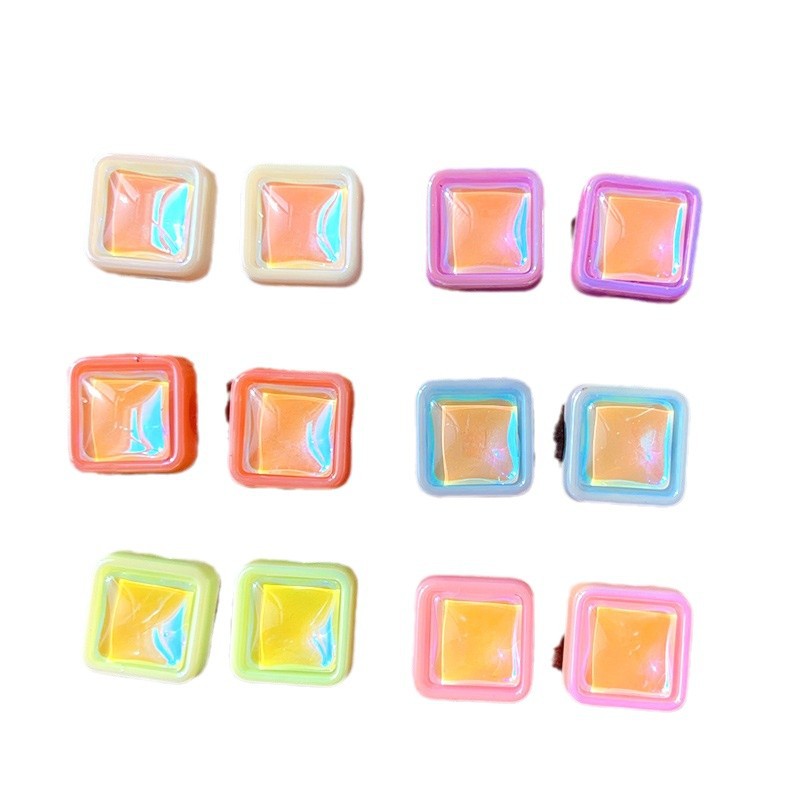 UV Plating Square Acrylic Beads 10mm Colorful Imitation Opal 10pcs 5