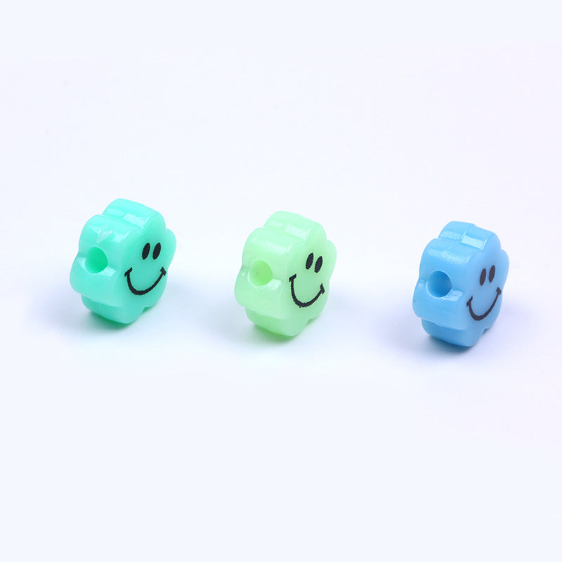 Flower Acrylic Beads 6-9mm Smiling Face Flat Pastel Mixed 100pcs 2