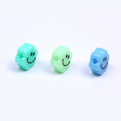 Flower Acrylic Beads 6-9mm Smiling Face Flat Pastel Mixed 100pcs 2