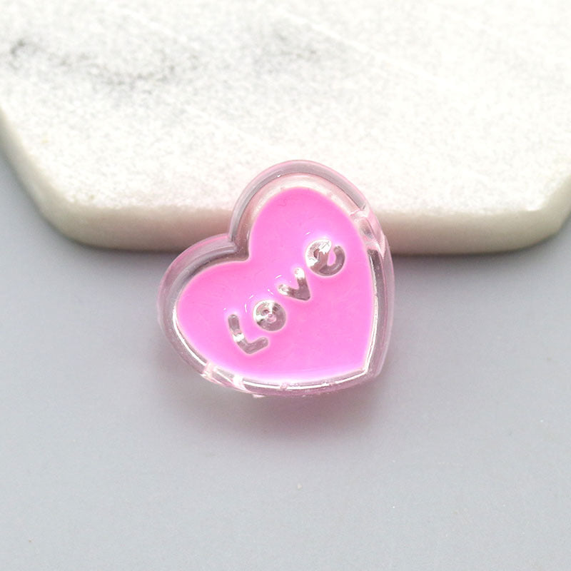 Transparent Love Heart Acrylic Beads 24mm Enamel Finish 20pcs 5