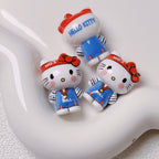 3D Painted Acrylic Beads 26mm Sun Kissed Hello KT Character 5pcs 3