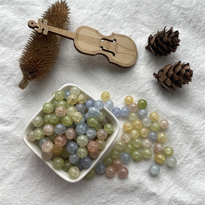 Crackle Glass Beads Round 8mm Textured Shimmer Mixed Colors 50pcs 22