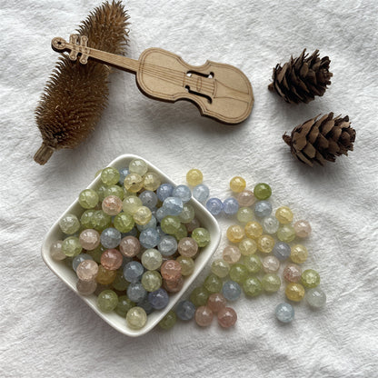 Crackle Glass Beads Round 8mm Textured Shimmer Mixed Colors 50pcs 22