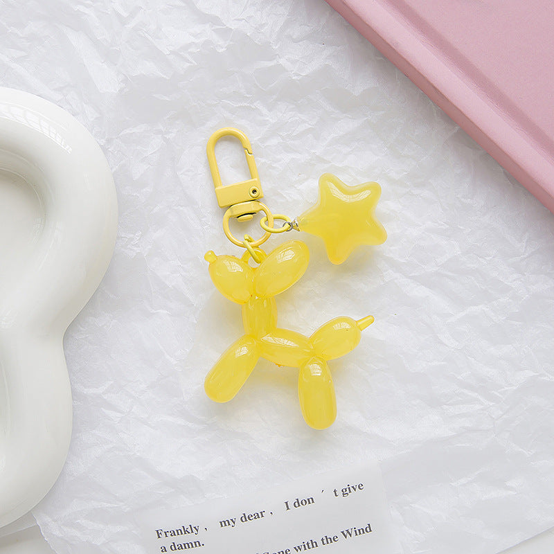 Acrylic Balloon Dog Keychain with Pentagram Star Charm Lilac 3