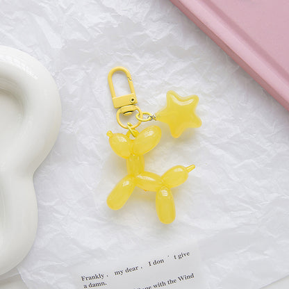 Acrylic Balloon Dog Keychain with Pentagram Star Charm Lilac 3