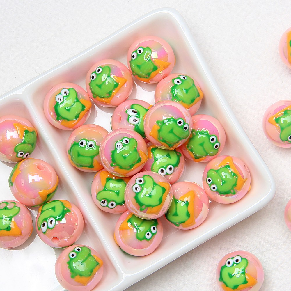 Hand-Painted Halloween Pumpkin Ghost Acrylic Beads 16mm 7