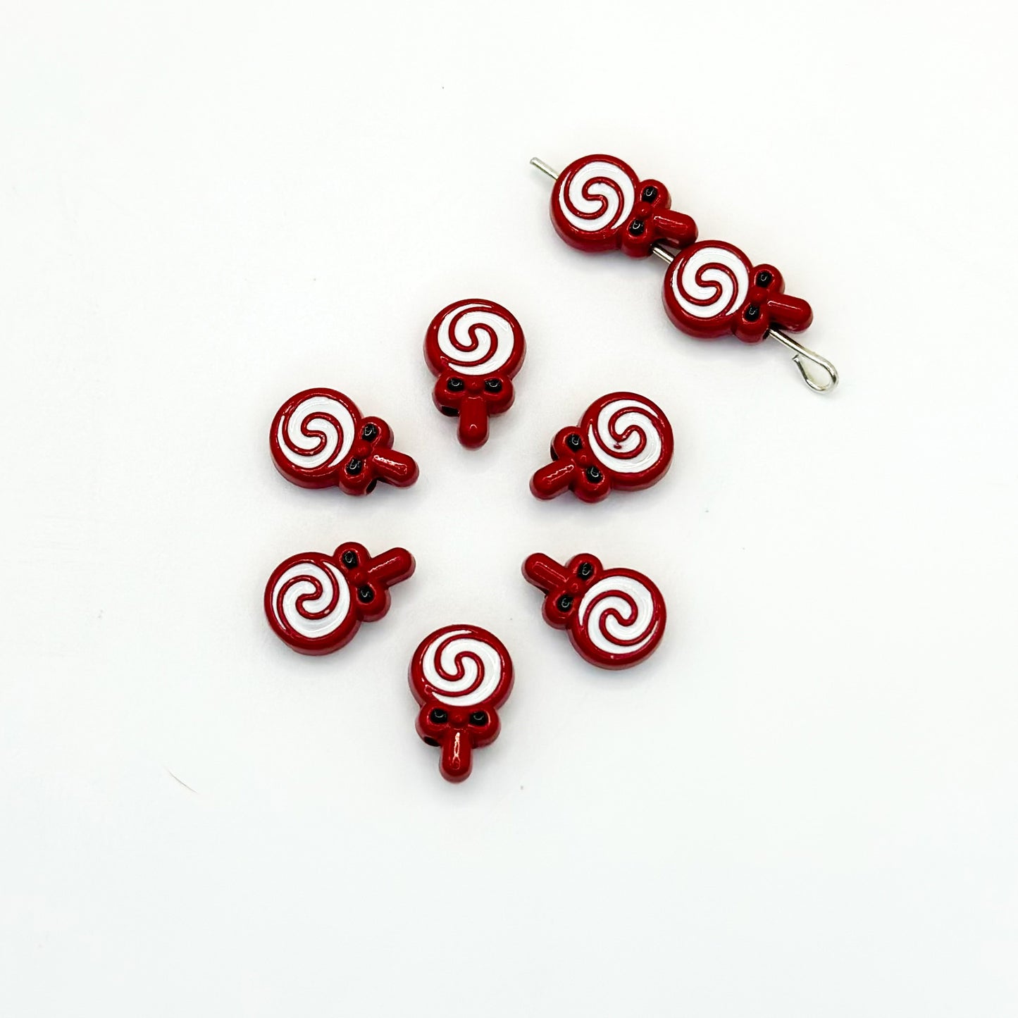 Lollipop Metal Beads 12mm Painted Alloy 10pcs 17