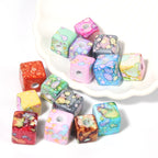 Splash Ink Pattern Acrylic Square Beads 12-14mm Colorful 20pcs 2
