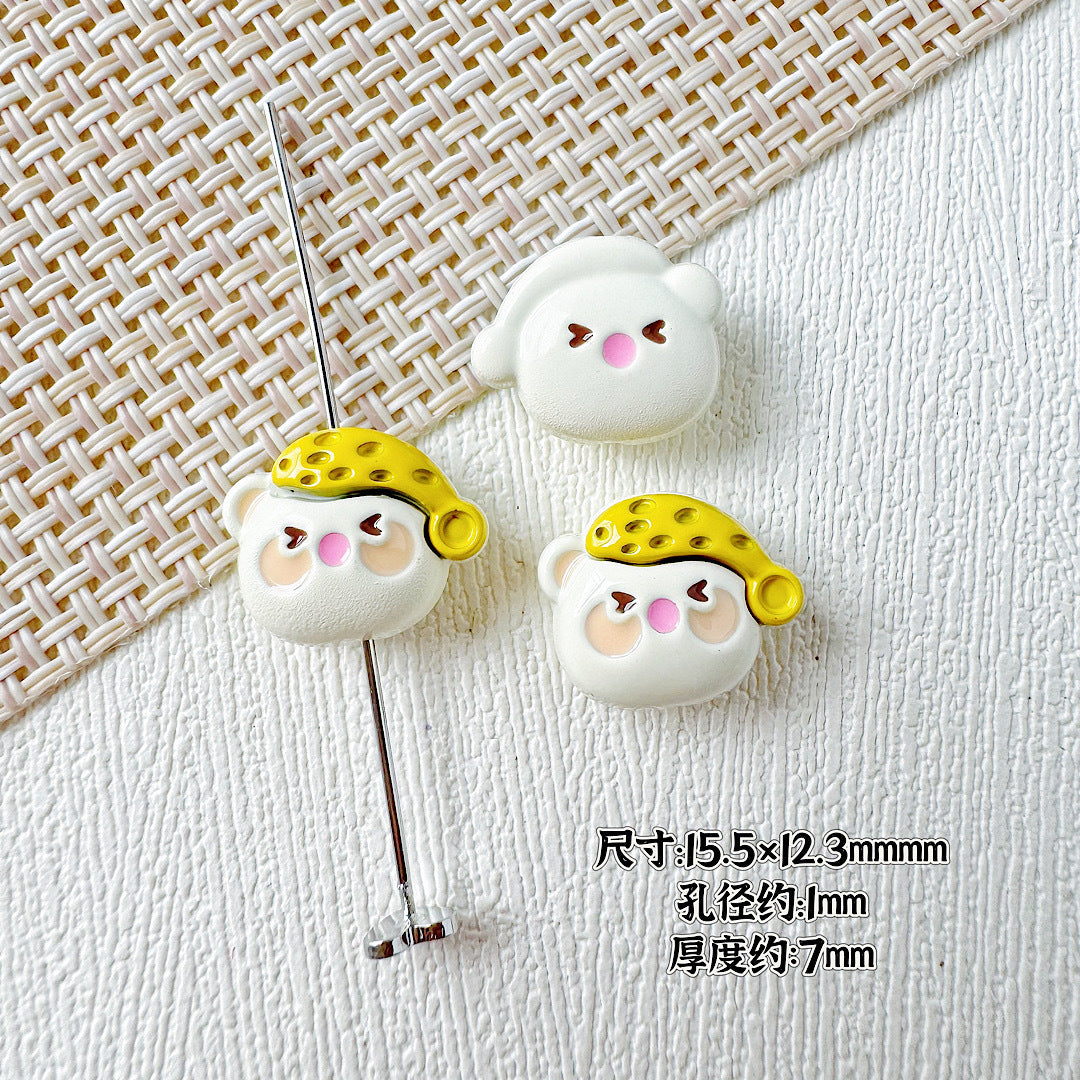 Baking Painted Teddy Bear and Flowerpot Metal Beads 15mm 10pcs 10
