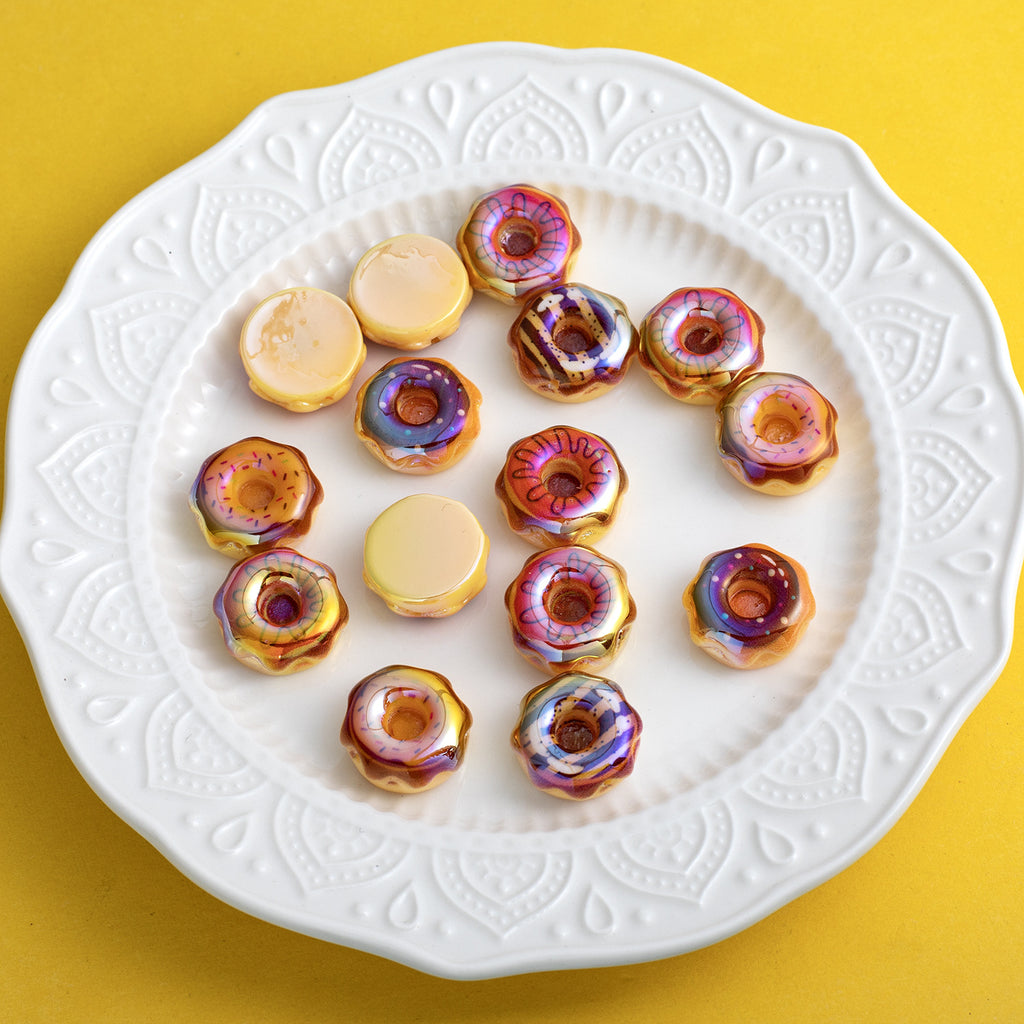 Plating Caramel-Glazed Donut Resin Beads 18mm 10pcs 6