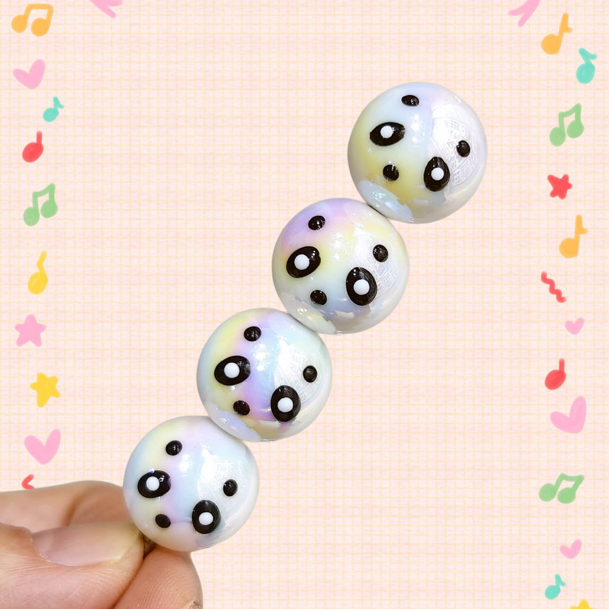 Hand Painted Starfish Acrylic Beads 16mm Christmas Cap Series 5pcs 9