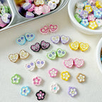 Heart and Flower Metal Beads 10mm Baking Painted Two-Color 20pcs