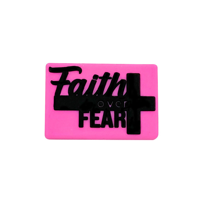 Silicone Focal Beads Faith Faith Over Fear Rectangular Block Shape 20pcs 7