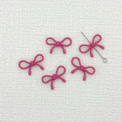 Hollow Bow Metal Beads 13x12mm Glossy Baking Painted Alloy 20pcs 17