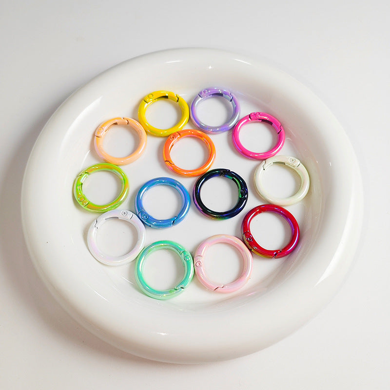 Alloy Iridescent Plating Spring Key Rings 20mm and 25mm 10pcs 3