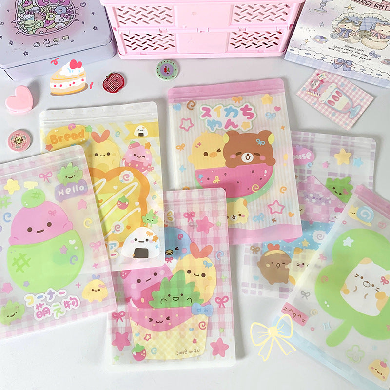 Rectangular Top Seal Zip Lock Plastic Bags 12.9x18cm Chick and Bear Print 10pcs 2