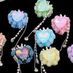 Tassel Rose Heart Clay Beads 25mm Colorful Polymer 2pcs 3