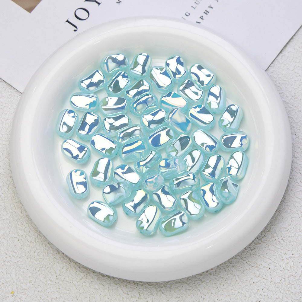 Glossy Plating Irregular Shaped Acrylic Beads 16mm Pastel Colors 20pcs 7