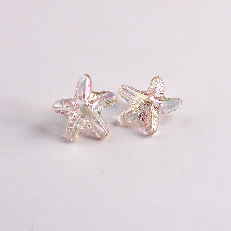 Plating Transparent Starfish Acrylic Beads 19mm Assorted Colors 100pcs 10
