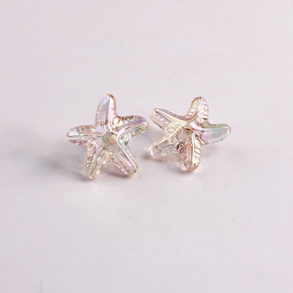 Plating Transparent Starfish Acrylic Beads 19mm Assorted Colors 100pcs 10
