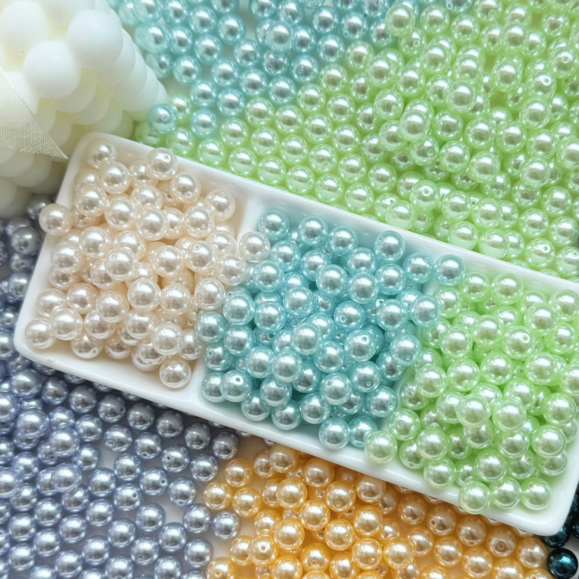 Pearl Glass Beads 8mm Glossy Pastel Smooth Finish 30pcs 2