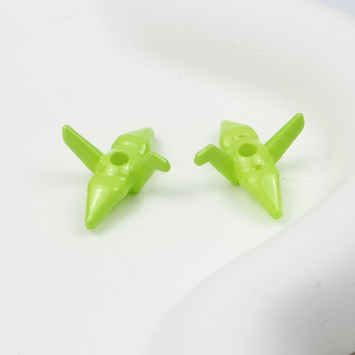 Painted Origami Crane Acrylic Beads 16mm Colorful Glossy 50pcs 8