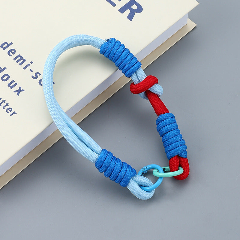 Dual Color Knotted Double Ring Phone Wristlet Keychain Nylon 3pcs 14