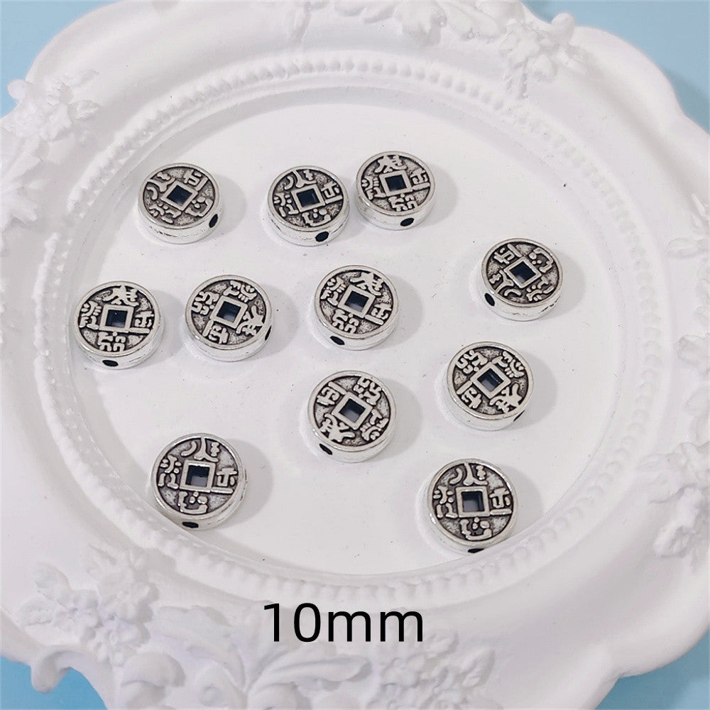 Flat Metal Beads 10mm Vintage Copper Coin with Square Hole 100pcs 3