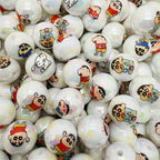 Plating Acrylic Beads 16mm White Shin Chan Printed Glossy 50pcs 5