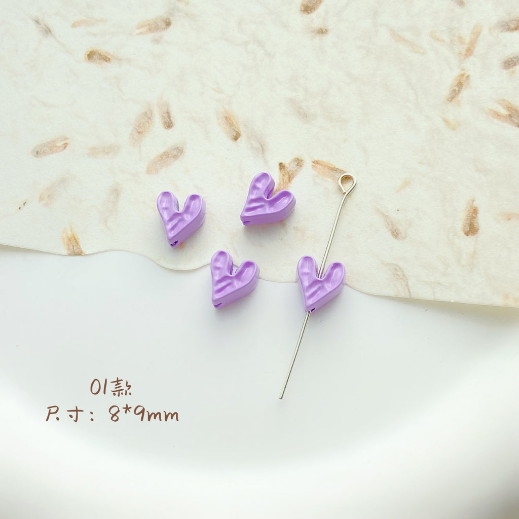 Cat Strawberry Moon Metal Beads Purple Tone Baking Painted 10pcs 3
