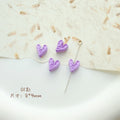 Cat Strawberry Moon Metal Beads Purple Tone Baking Painted 10pcs 3