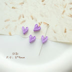 Cat Strawberry Moon Metal Beads Purple Tone Baking Painted 10pcs 3