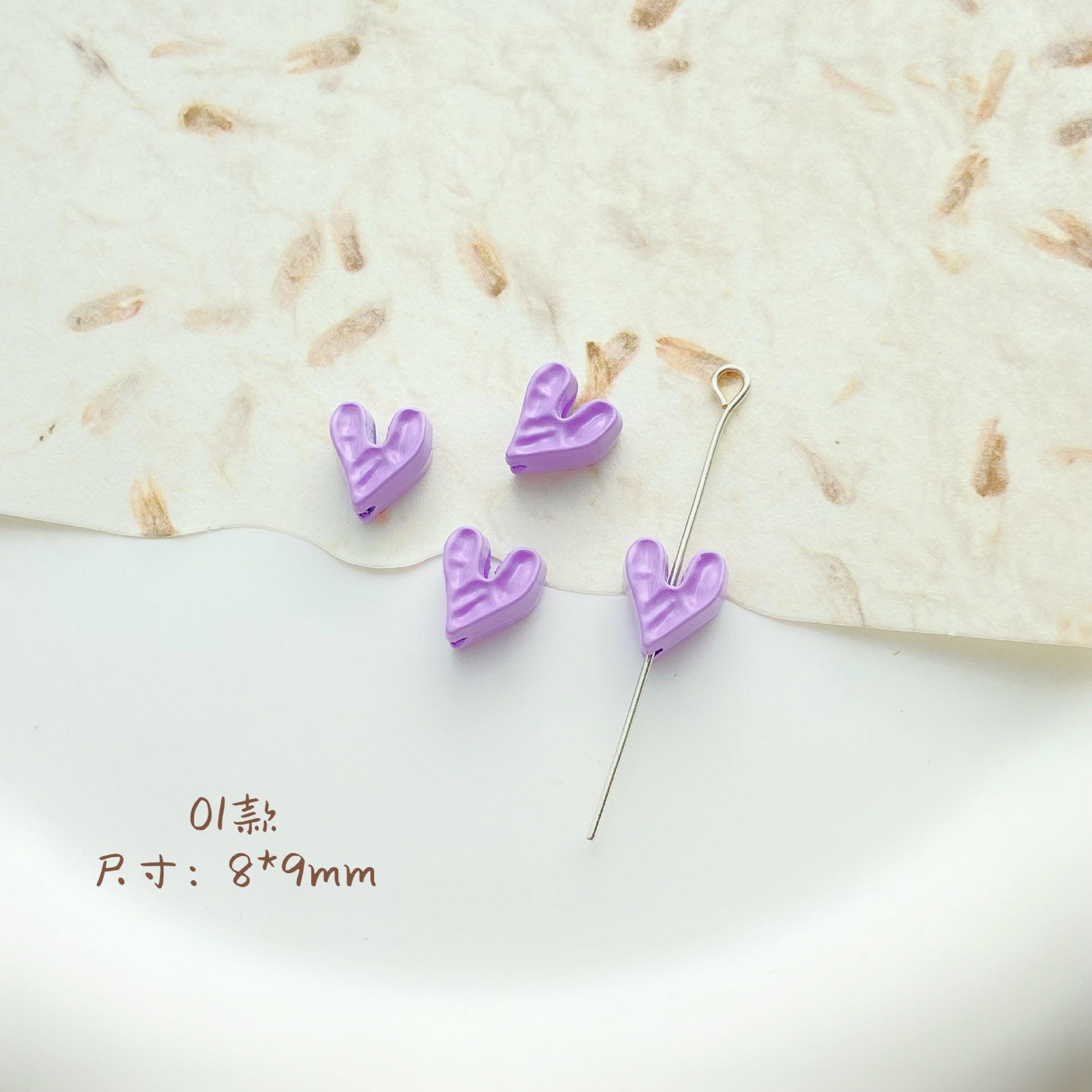 Cat Strawberry Moon Metal Beads Purple Tone Baking Painted 10pcs 3